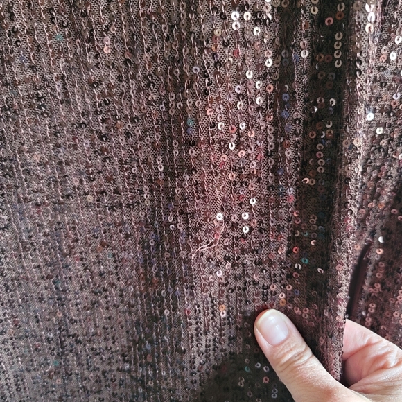 Ieena for Mac Duggal, Sequined Faux Wrap Ruched Gown, Chocolate, Size 10, NWT - Picture 14 of 16